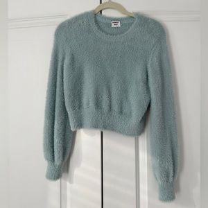 Sunday best fuzzy blue sweater